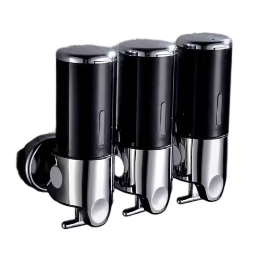 NIB - 3-in-1 Chamber Wall Mounted Soap Dispenser – Black & Silver